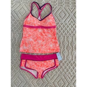 Athleta Women’s Orange Tankini Boy Short Swimsuit Bikini Medium NWT